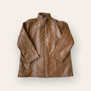 Vintage brown leather patchwork jacket